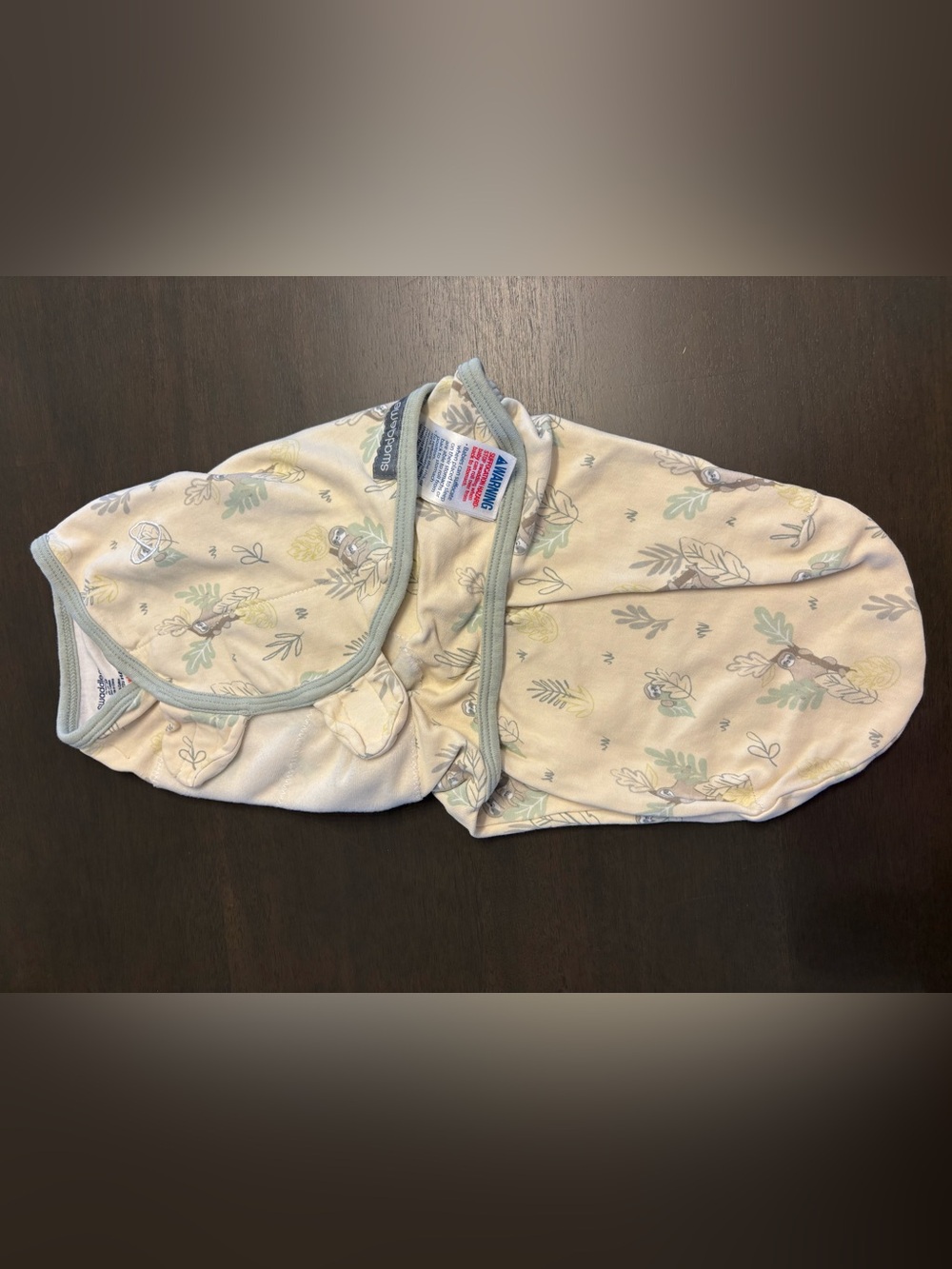 SwaddleMe Cream Baby Swaddle with Sage Trim and Pale Yellow Accents